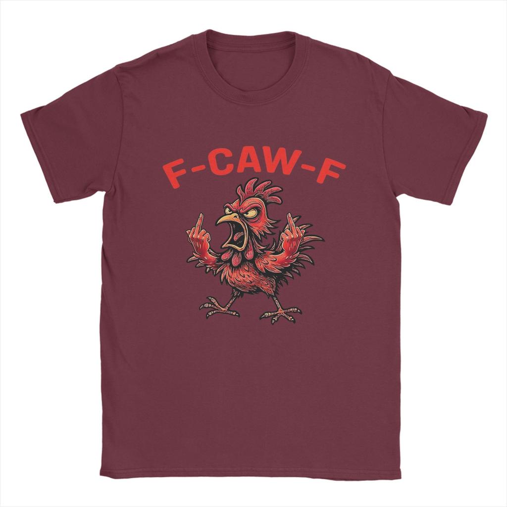 Vintage F-Caw-F-Chicken Shocked Rooster MeMe T-Shirts Men Round Neck Cotton T Shirt  Short Sleeve Tees Party Clothing