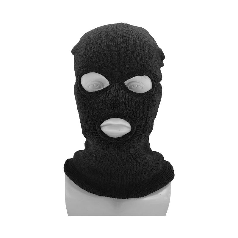 

Шапка с тремя отверстиями, персонализированная, хип-хоп, зимняя, теплая, защита лица, для катания на открытом воздухе, от холодного ветра, вязаная маска, с открытым ртом, открытая шапка one size fits all чёрный