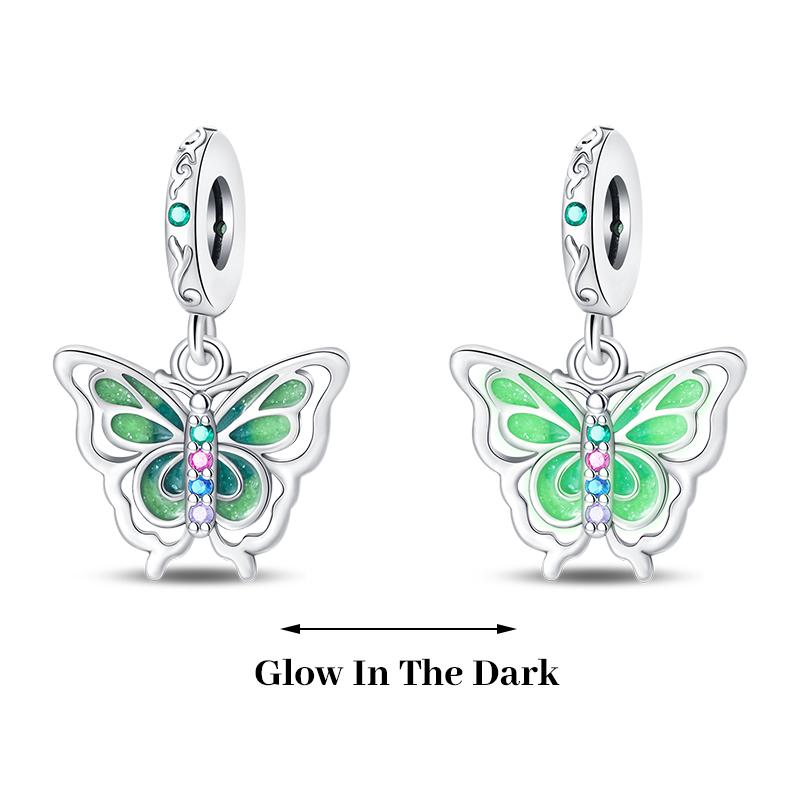 925 Silver Plated Fireflies Butterfly Stars Luminous Charms Beads Fit 3mm 925 Original Bracelets DIY Jewelry Gift