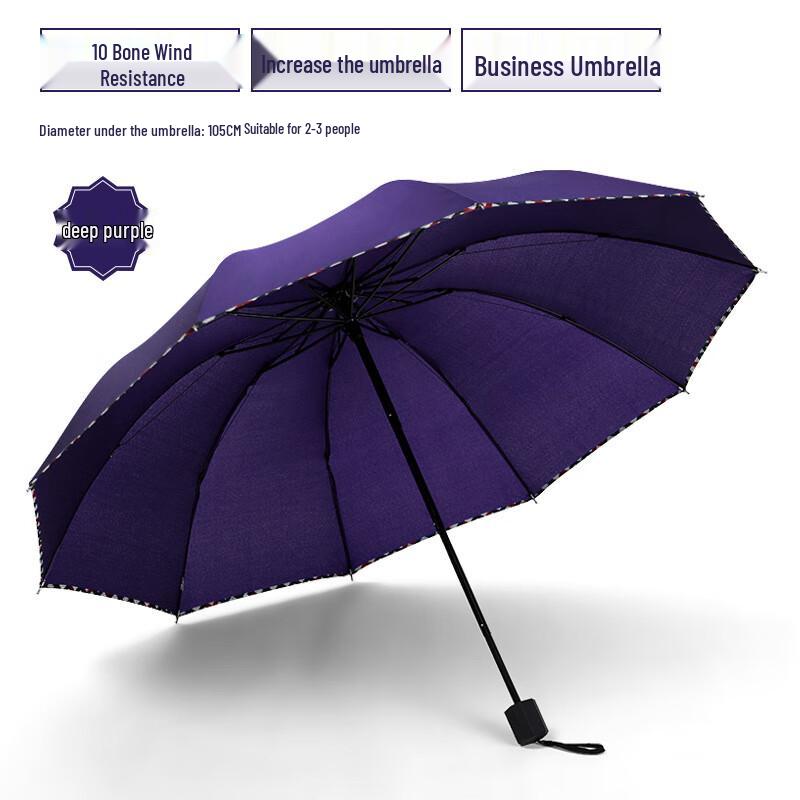 Nanqiao 10-Rib Three-Fold Plaid Business Umbrella