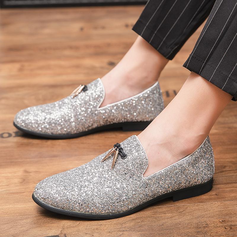 Golden Sapling Party Shoes Men Slip on Dress Flats Men's Formal Wedding Shoes Elegant Male Business Casual Loafers