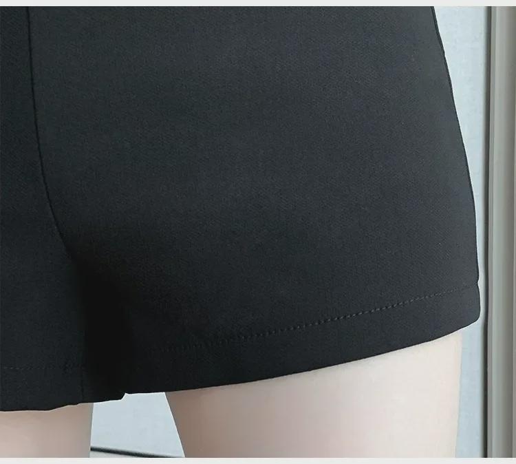 Summer 2023 Women's Black Suit Shorts with Anti-Exposure Safety Design