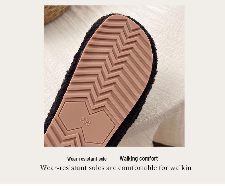 Baotou Warm Cotton Retro Slippers – Postpartum Casual Velvet Fluffy Half-Slippers for Home