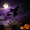 Witch Tree Decoration Halloween Topper, with LED Lights, Black Iron Indoor Decorations Art Silhouette Ornament, for Christmas And Holiday Party