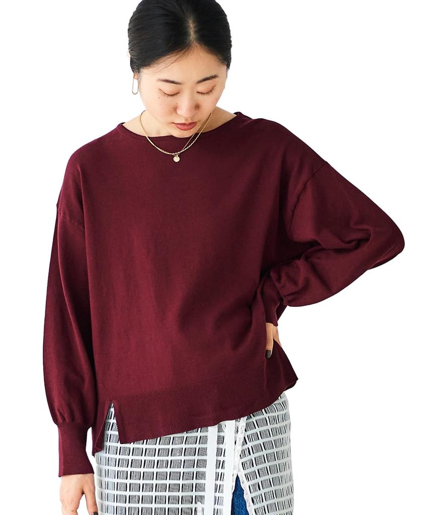 Le Coeur Blanc Hand Washable Volume Sleeve Knit Pullover 3048026400 Size 38 Bordeaux