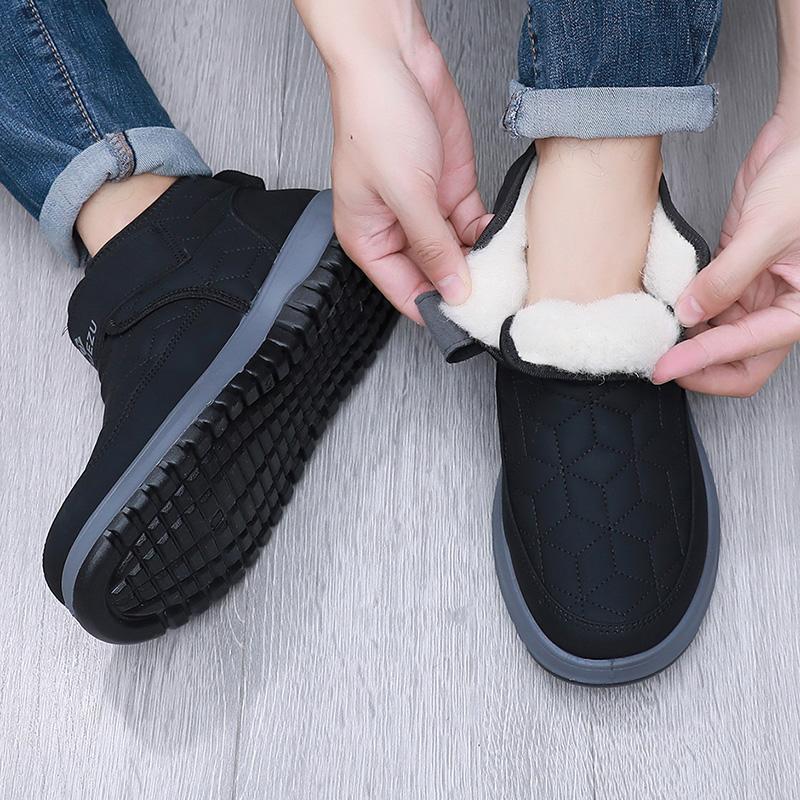 

Winter New Men s Cotton Shoes with Fleece for Cold Weather Outdoor Casual All-Match Anti-Slip Durable warm cotton boots 39