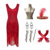 1920er Gatsby Pailletten Fransen Paisley Flapper Kleid Mit 20er Jahre Accessoires Set Vintage Gatsby Kleid Für Damen
