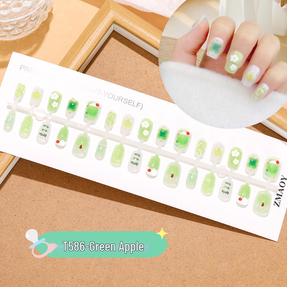 

Зеленое яблоко 3D Летний цветочный короткий лестничный с 30 съемными нашивками M