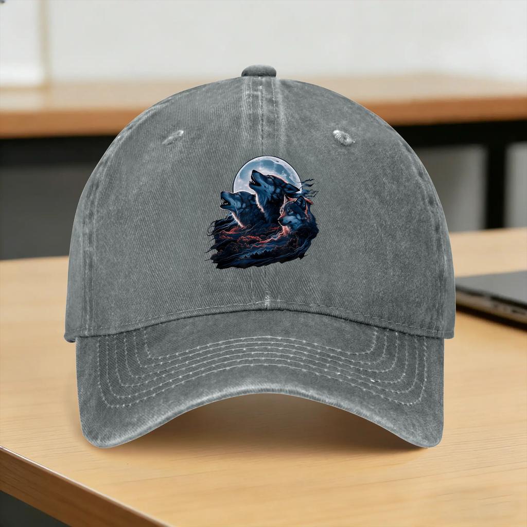 Wolves Howling At The Moon Casual Baseball Cap Summer Trucker Hat Hot Sale Running Hippie Hip Hop Hats Cute Baseball Caps