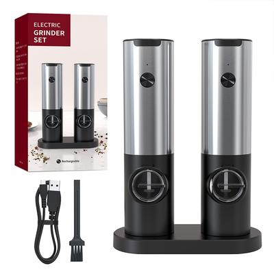 USB Oplaadbare Elektrische Zout- en Pepermolen Set Basis Opladen Roestvrijstalen Automatische Pepermolen Kruidenmolen Met LED