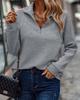 Women's Long Sleeve Half Zip Top with Striped Texture in Multiple Colors