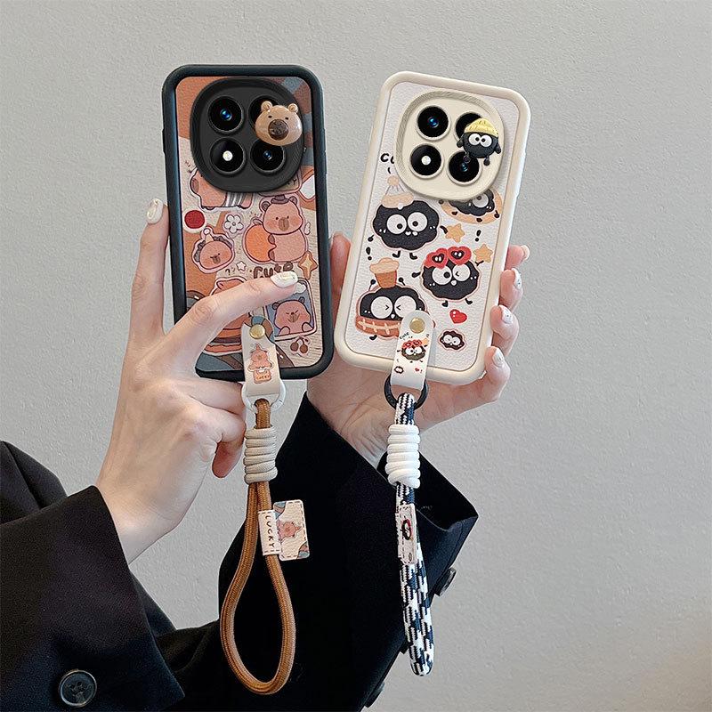 Redmi Note 14 Pro Cartoon Rivet Rope Leather Texture Fashion Case