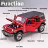 1/32 Jeep Wrangler Sahara Diecast Toy Car Model SUV Miniature Free Wheels Doors Openable Sound Light Collection Gift for Boy Kid