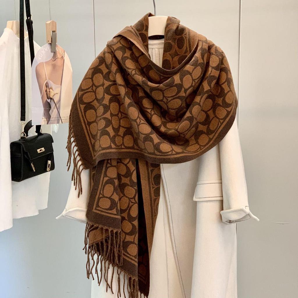 Women's Double-Sided Thickened Imitation Cashmere Scarf: Versatile, Warm Tassel Shawl for Autumn and Winter
