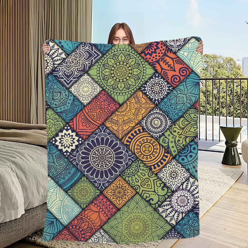 Vzor Čtyři roční období teplá MÓDNÍ měkká plyšová deka vhodná na pohovku obývací pokoj Mandala místnost kancelář ložnice cestovní dárek Flanel