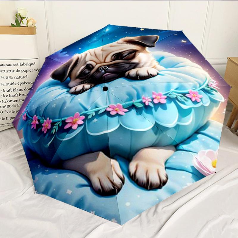 Pug Dreams Under Stars 8-Frame for Travel, camping, Casual Lightweight Portable Umbrella, Essential for every family Holidays Birthday Gift
