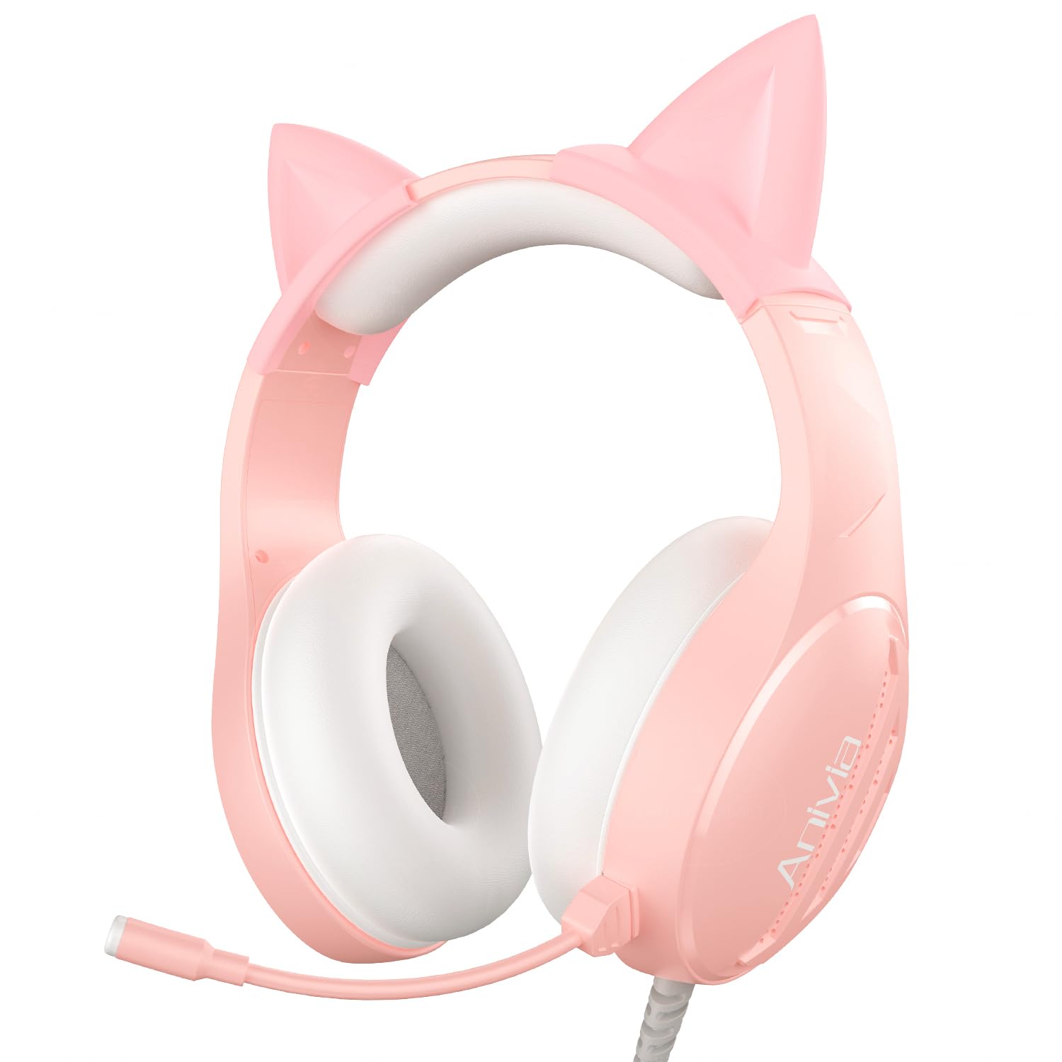 

Розовая проводная игровая гарнитура с кошачьими ушками и микрофоном для улучшенного шумоподавления, совместимая с наушниками Xbox и PS4, PS5, с басами, 3,5 мм подключением,