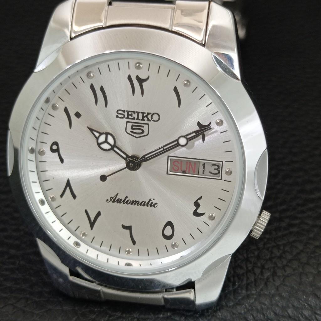 JAPAN VINTAGE REFURBISHED SEIKO 5 AUTOMATIC MENS SILVER DIAL WATCH a445892-1