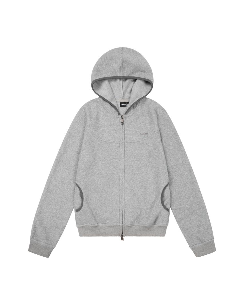 Aakam Incision Terry Zip-Up Hoodie (Gray)