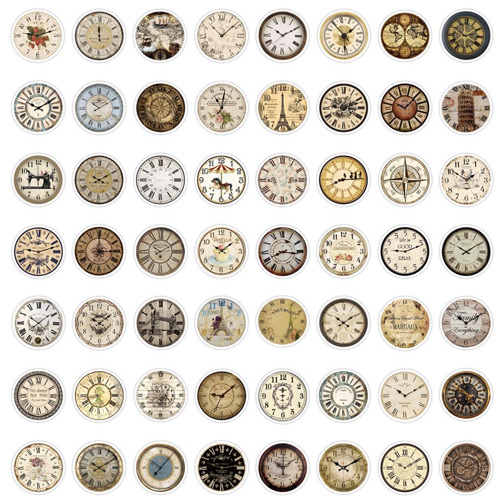 

55pcs Retro Clock Graffiti Stickers for Journals, Water Bottles, Computers - Waterproof Decor Set
