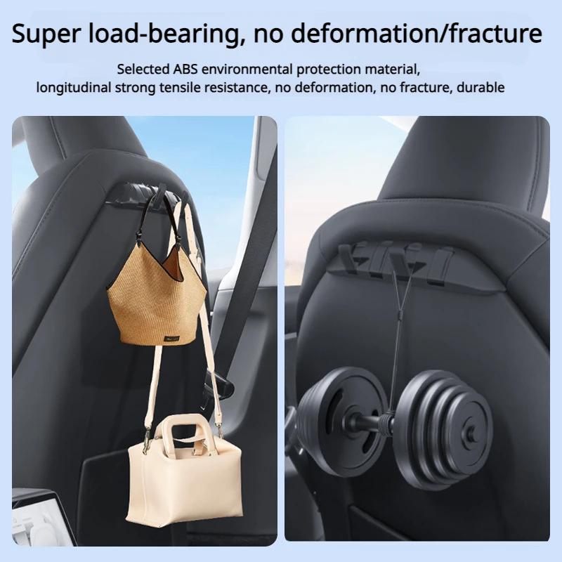 For Tesla Model 3 Y 2017-2025 Car Seat Hidden Hooks Purse Bag Hanger Back Seater Headrest Bracket Hanger Organizer Accessories