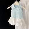 Soft Polyester Dog Knitted Dress Pullover Style Summer Dog Clothes Thin Teddy Skirts  for Dog Cat