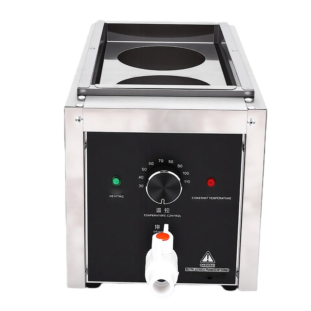 2 Holes Commercial Electric Pasta Cooker with 2 Pasta Strainers Stainless Steel 10L for Restaurant Dumplings Wontons