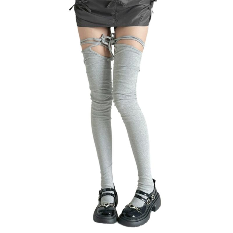 Warm Over the Knee Socks Leg Warmers Women Laced Up Thigh High Socks Long Boot Socks Split Toe Stockings Hosiery Gifts