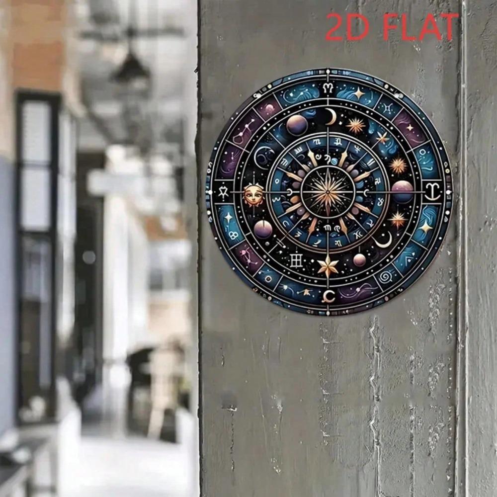 Retro Zodiac Astrology Tin Sign Wall Art 8x8 Inch Metal Decor Vintage Bar Home Gift