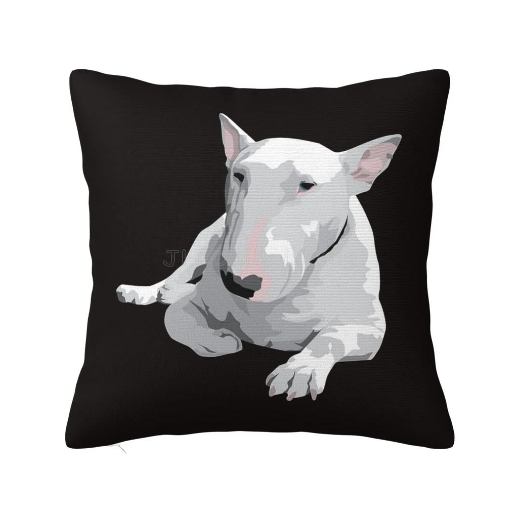 English Bull Terrier Hund Liebe Kissenbezug Kissenhülle für Sofa Lustige Tier-Wurfdecke Kissenbezug Wohnzimmer Schlafzimmer Dekoration
