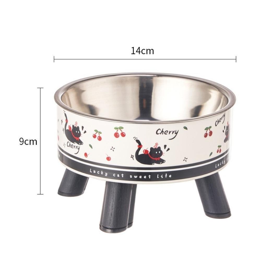 2-layer New 5.5inch Pet Food Bowl Neck Protector Stainless Steel Cat Feeding Bowl Heightened Anti-slip High-foot Bowl Cat Dog