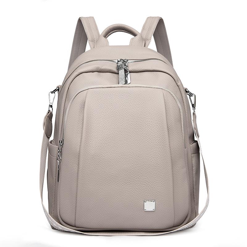 

2024 Новый женский мягкий кожаный рюкзак: Универсальная, модная, вместительная повседневная школьная и дорожная сумка через плечо