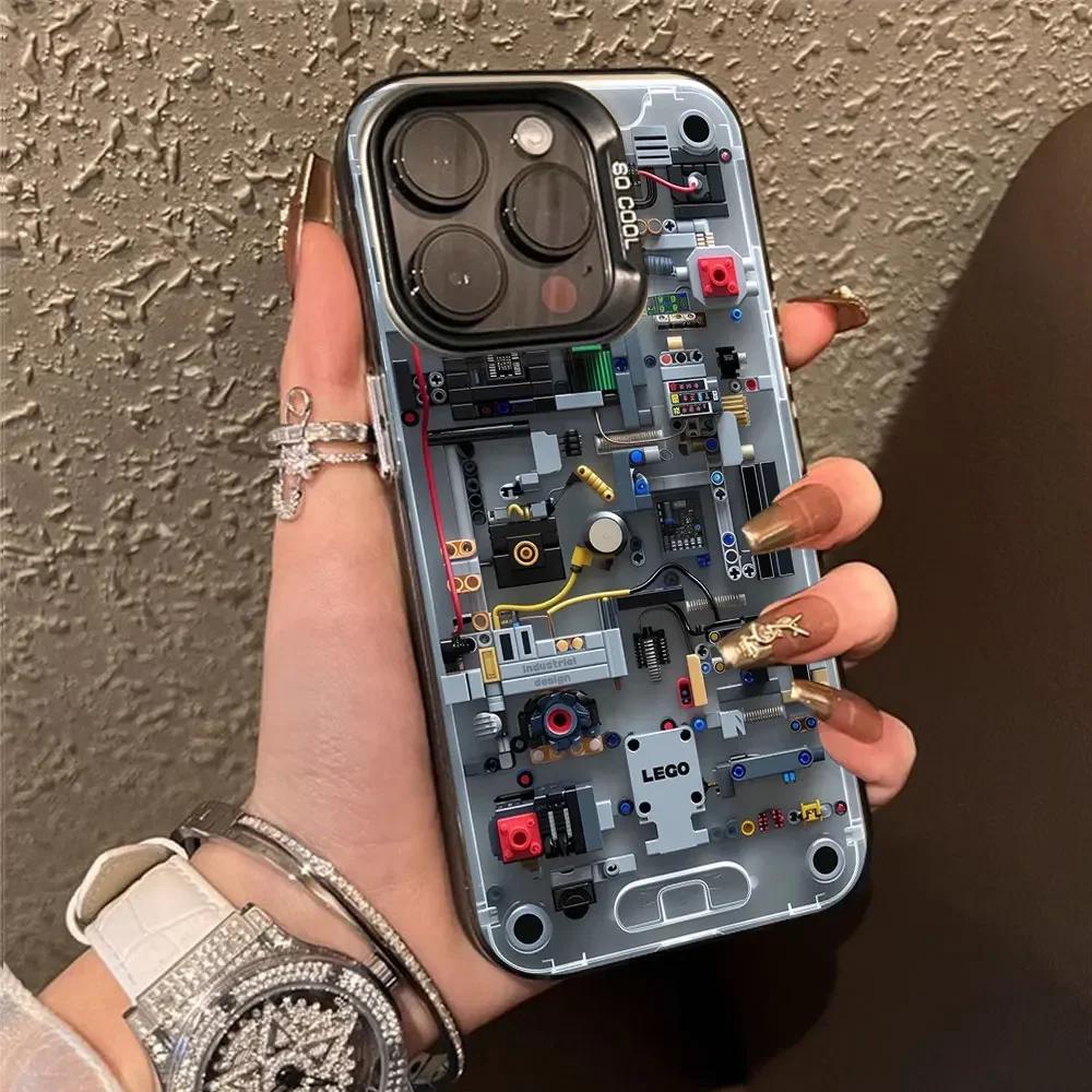 Advanced Circuit Board Phone Case for IPhone 11 12 13 14 15 16 Pro Max X XS MAX XR SE2 7 8 Plus Colored Silver Hard Cover Fundas
