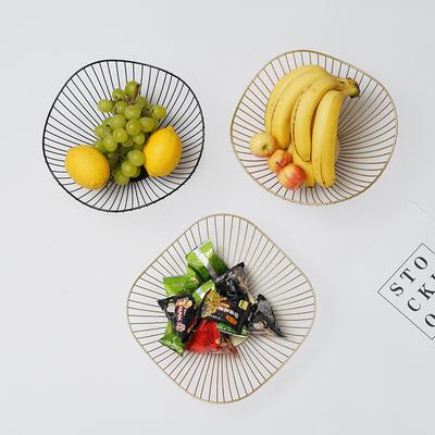 Nordic Ins Iron Art Fruit Basket Lotus Leaf Fruit Plate Storage Basket Household Candy Snack Fruit Tray Living Room Decorations
