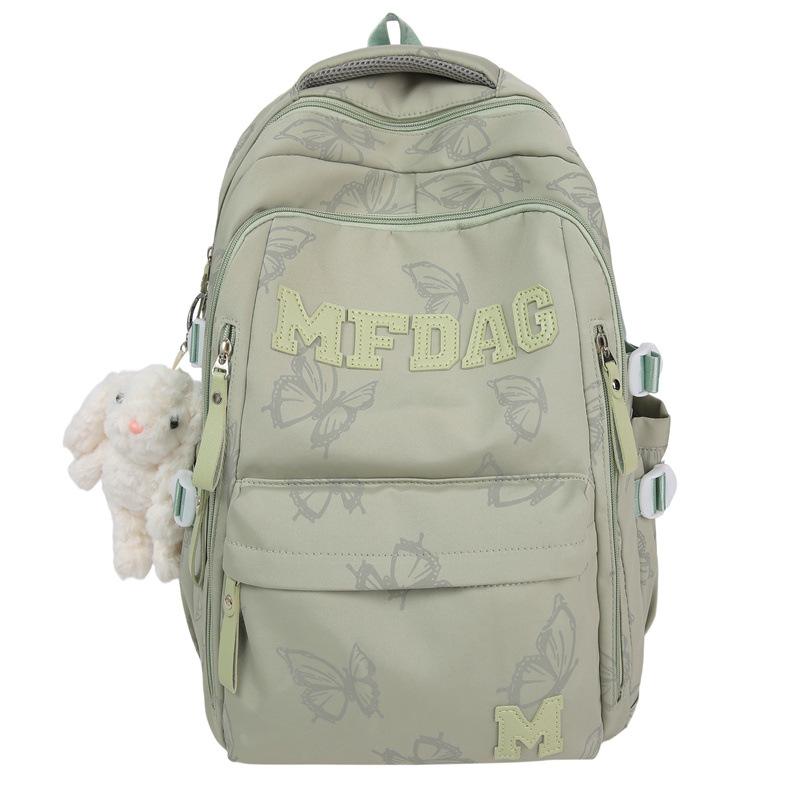 

Женский рюкзак с принтом бабочек, школьный рюкзак для ученицы средней школы, в стиле колледжа, дорожный рюкзак зелёный