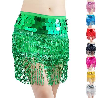 Women's High Waisted Sexy Sequined Half Skirt Waist Accessories Sequined Belly Dance Waist Scarf