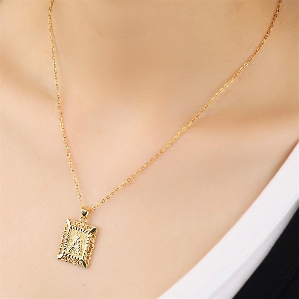26-Letter Stainless Steel Necklace with Copper Pendant - European & American Fashion for Men