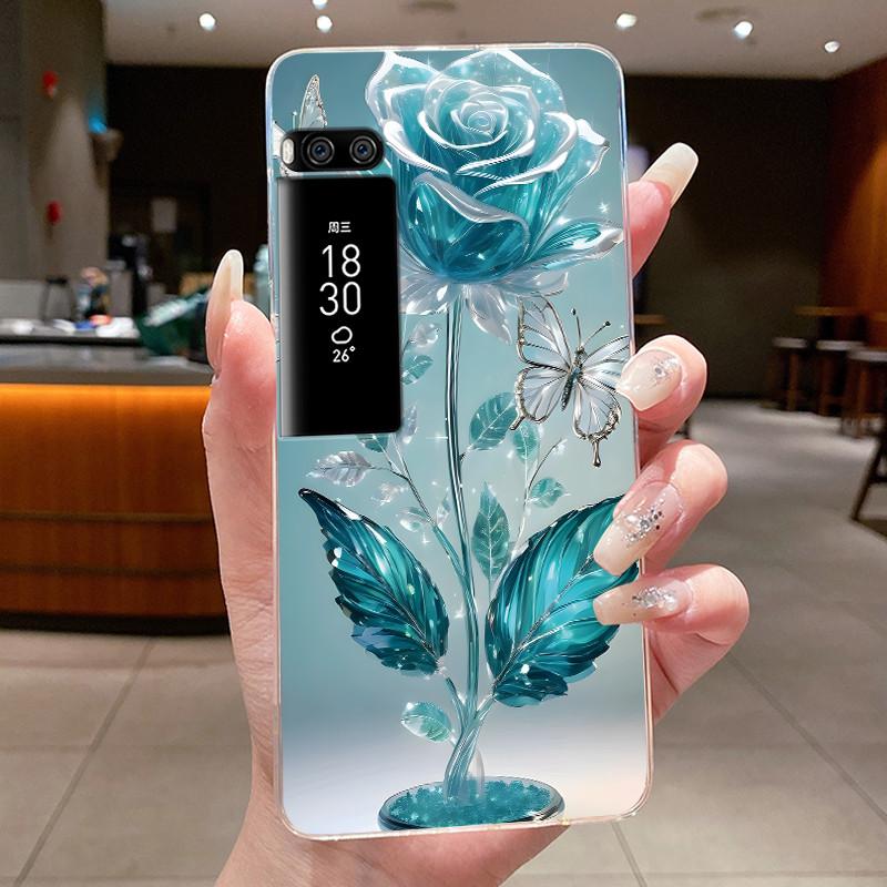 Phone Case For Meizu Pro 7 Case For Meizu Pro 7 Plus Capa Coque Flower Butterfly Thin Covers Transparent Soft Silicone TPU Cover
