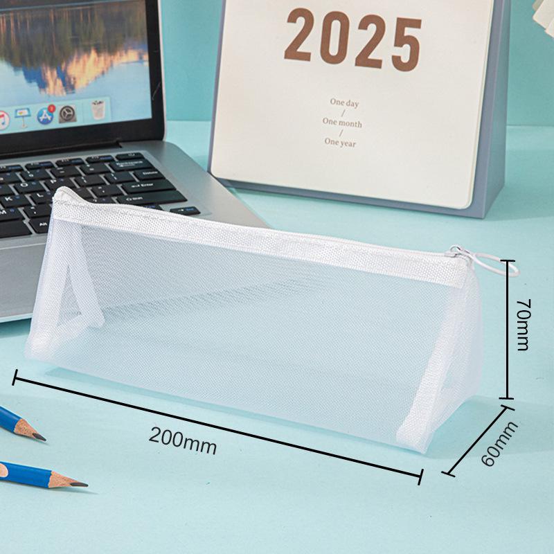 Transparent Mesh Pencil Case - Large Capacity Minimalist Bag for Students