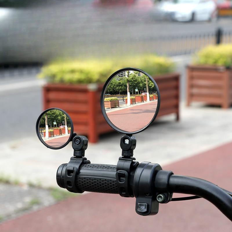 1Pc/2Pcs 360 Degree Electric Scooter Rearview Mirror Rotatable Adjustable Rear View Glass Replacement Wide Angle Convex Surface