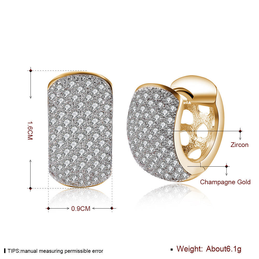 Luxury Fashion Paved Cubic Zirconia Hoop Earrings for Women Gold Color Bride Accessories Wedding Earring Valentine's Day Gift Jewelry