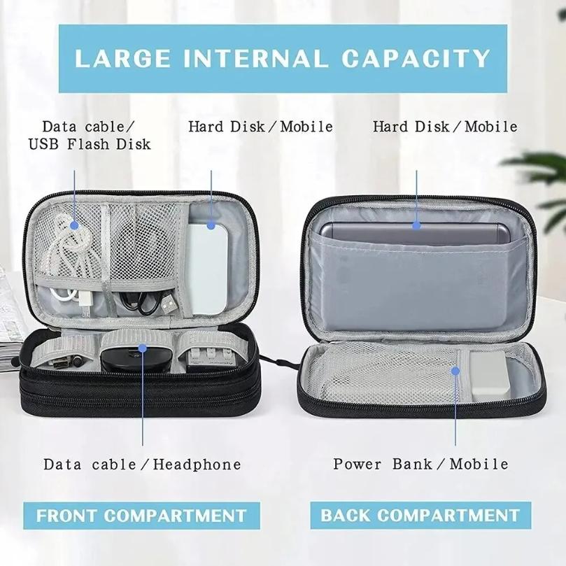 NEW Travel Organizer Bag Cable Storage Organizers Pouch Carry Case Portable Waterproof Double Layers Storage Bags Cable Cord