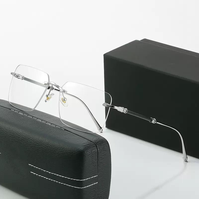 Frameless Diamond-Cut Men's Retro Anti-Blue Light Reading Glasses for Middle-Aged & Elderly.