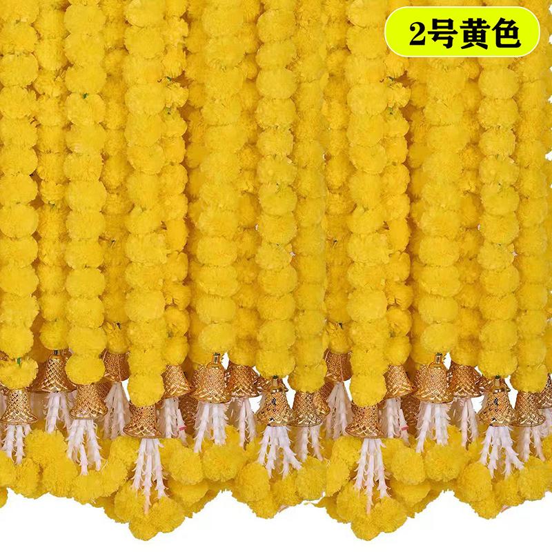 Mexican Dia De Muertos Flower String Artificial Marigolds Diwali Day Of The Dead Festival Decoration Simulation Silk Flower