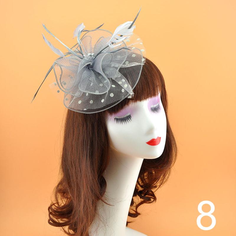 1Pc Fascinator Hat Feather Pearl Beaded Decor Girl Hair Clips Hair Accessories Headwear Flower Women's