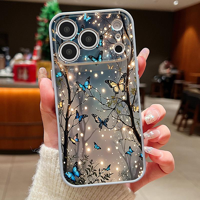 Magnetic For Magsafe Case For iPhone 17 Pro Max Glowing Fantasy Butterfly Pattern Skin Feeling Cover For iPhone 16 15 14 13 Pro Max
