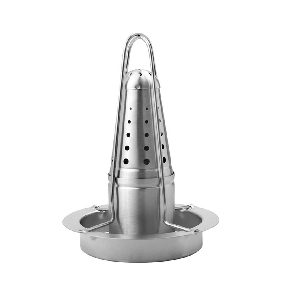 Chicken Roaster Stand Stainless Steel Beer Can Vertical Chicken Holder with Drip Pan Upright Chicken Barbecue Rack for Grill