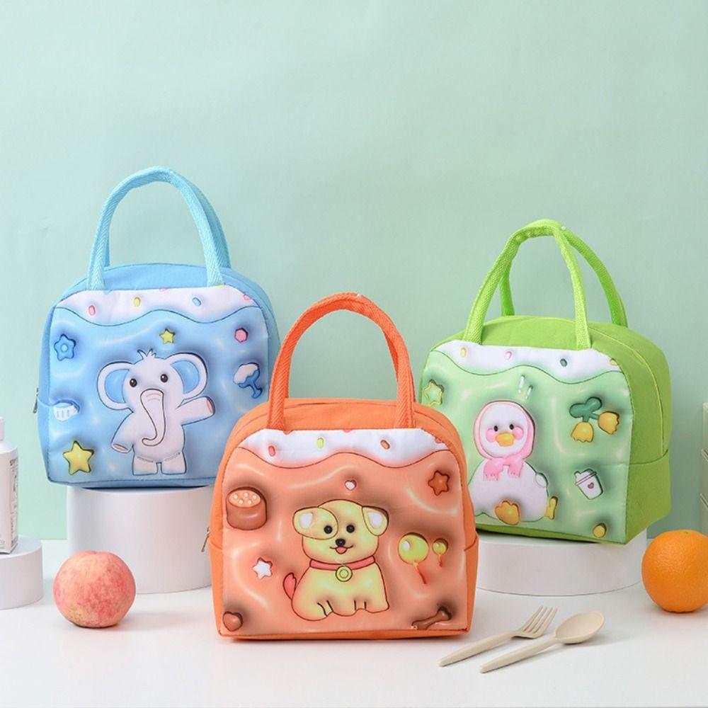 Aluminum Foil 3D Cartoon Insulated Lunch Bag Handheld Cool Food Bag Cute Thermal Lunch Bag  Women