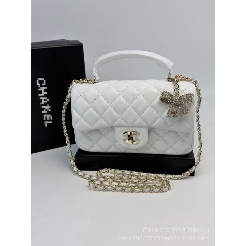 Xiaoxiangfeng Sheepskin Grid Chain Bag Women's Single Shoulder Crossbody Leather Small Square Fashionable Versatile High-end