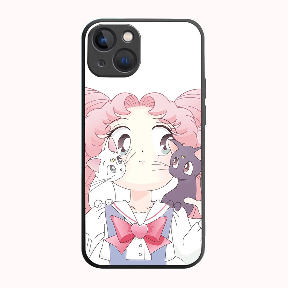 B-11 Sailor Moon Black Case for Samsung S24 S23 S22 S21 S20 FE S10 Lite Ultra S7 S8 S9 Plus A05S A11 A12 A13 A15 A22 A24 A25 A32 A52 A71 5G